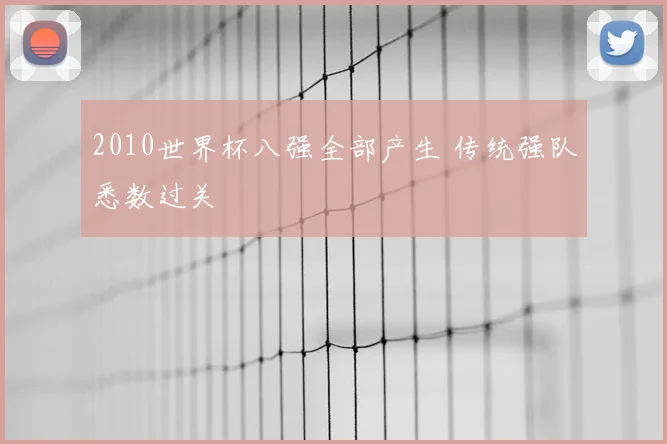 2010世界杯八强全部产生 传统强队悉数过关