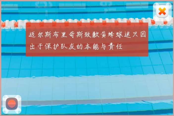 迈尔斯布里奇斯致歉黄蜂球迷只因出于保护队友的本能与责任